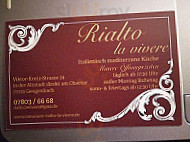 Rialto Pizzeria menu