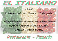 El Italiano Pizzeria menu