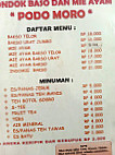 Pondok Bakso Podo Moro menu