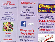 Chapman's Food Mart menu
