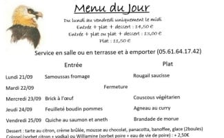 Auberge Du Gypaete Barbu menu