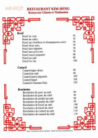 Kim-heng menu