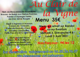 Au Clair De Vigne food