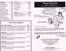 Pizza Pick Up menu