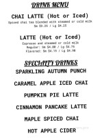 Bell's Country Coffee menu