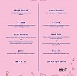 Hint Food Drinks menu