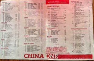 China One menu