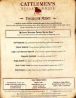 Cattlemen's Steakhouse Lounge menu