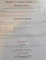 Benny's Pizza menu