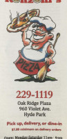 Ronzoni Pizzeria menu