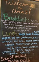 Ana's Cafe menu