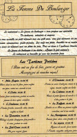 La Femme Du Boulanger menu