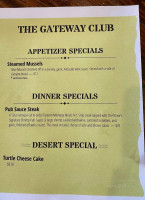 The Gateway Club menu