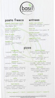 Basil Pizza Wine menu