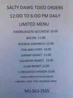 Salty Dawg Grill menu