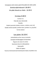 L'auberge De Jack menu