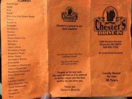 Chester's Drive-in menu