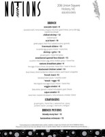 Notions menu