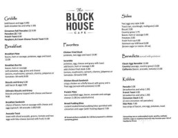 The Block House Cafe menu