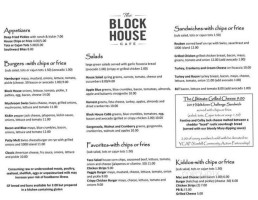 The Block House Cafe menu