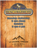 Benchwarmers Pub Grill menu