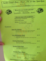 Lions Den menu