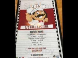 Tj's Grill Pizzeria menu