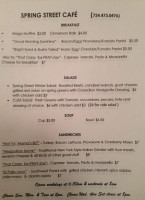 Spring Street Cafe menu