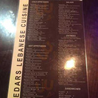 Cedars menu