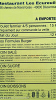 Restaurant Les Ecureuils menu