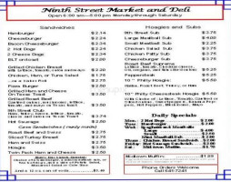 Ninth Street Market Deli menu