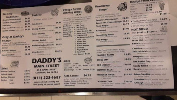 Daddy's Main Street menu