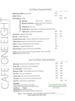 Cafe One Eight menu