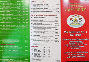 Pizzeria Salerno menu