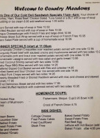 Country Meadows menu