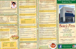 Tonino's Pizza West menu