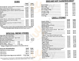 Earl's Sub Shop menu