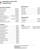 Philadelphia Lobster Fish menu