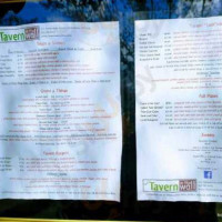 Tavern In The Wall menu