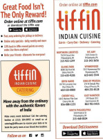 Tiffin Indian Cuisine Bryn Mawr menu