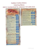 Gabby's Italian Bistro menu