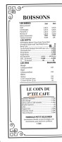 Café De L'horloge menu