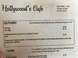 Hollywood's Cafe menu