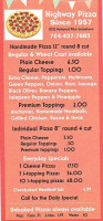 Highway Pizza Shop menu