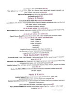 Cork Bar Restaurant menu