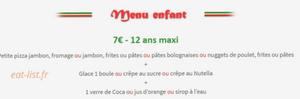 La Pizzeria des Remparts menu