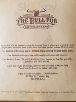The Bull Pub menu