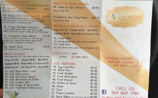 Lily House Thai Chinese Cuisine menu