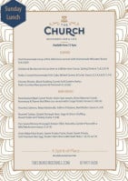 The Church Restaurant, Bar Cafe menu