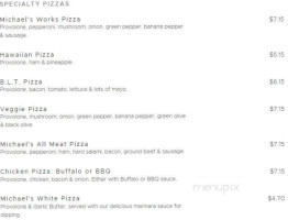 Michaels Pizzeria menu